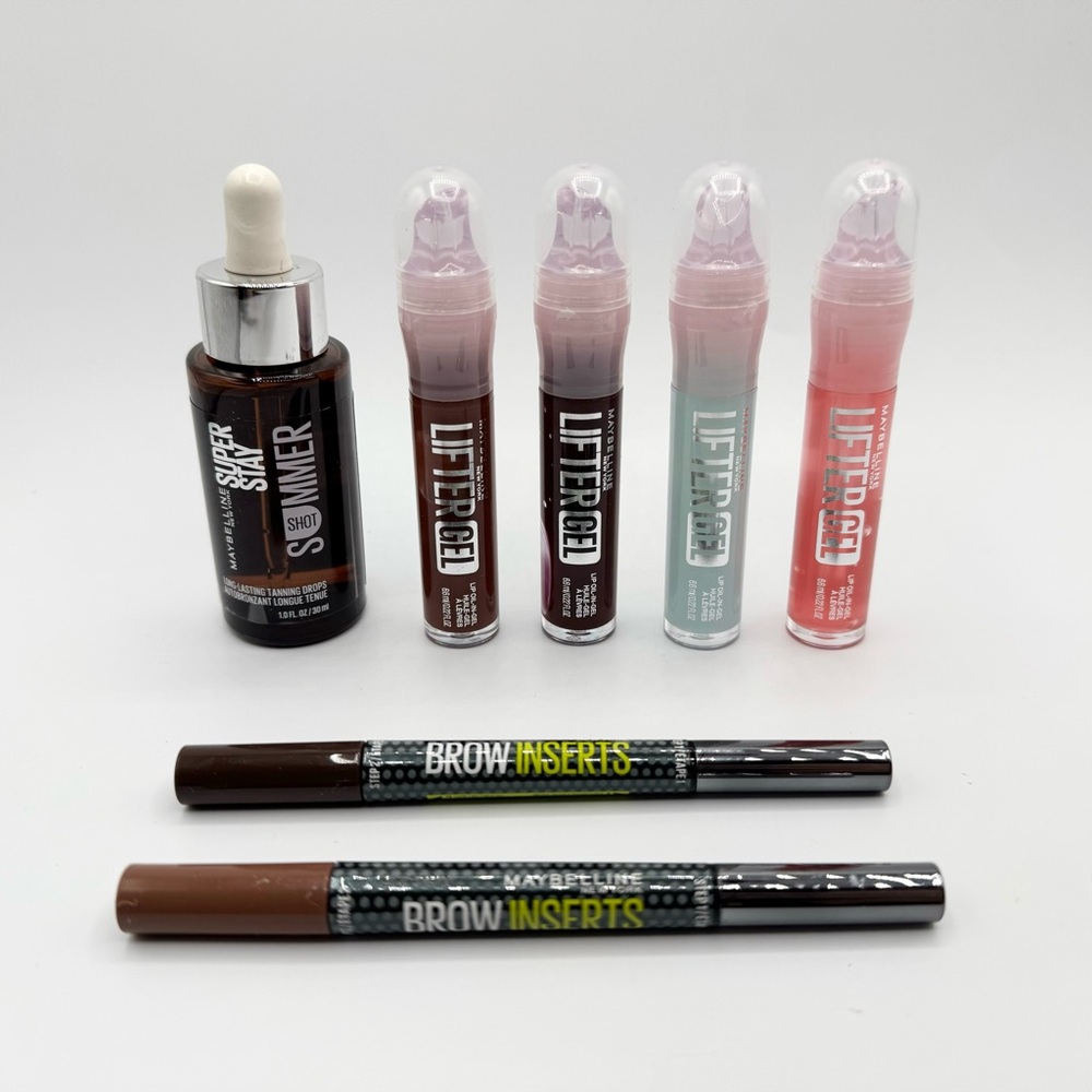 NEW Maybelline Summer Tanning Drops Gel Oil Lip Gloss pens Brow Inserts pencils